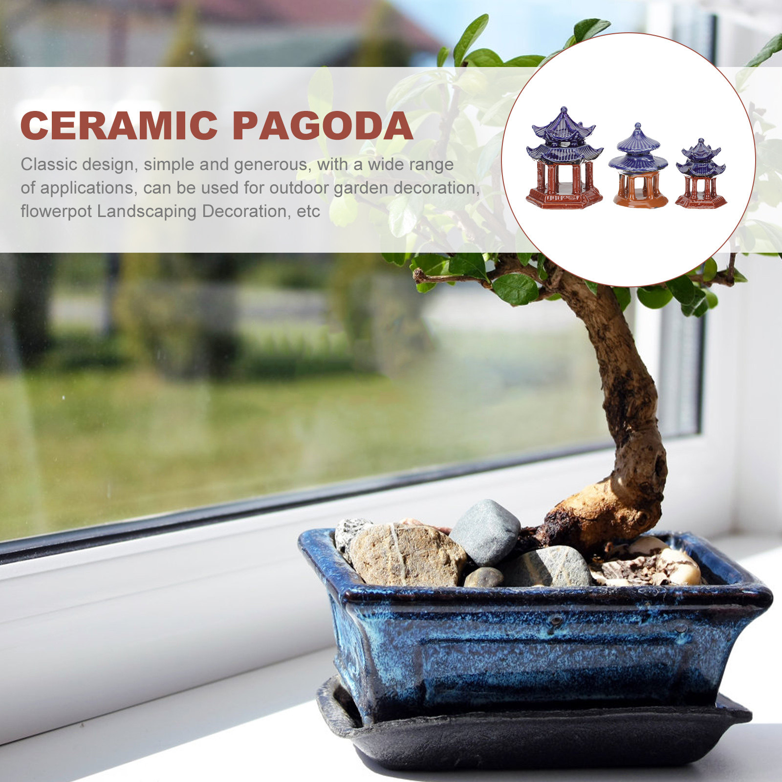 3Pcs Ceramic Pavilion Miniatur - Aquarium Decor review and price