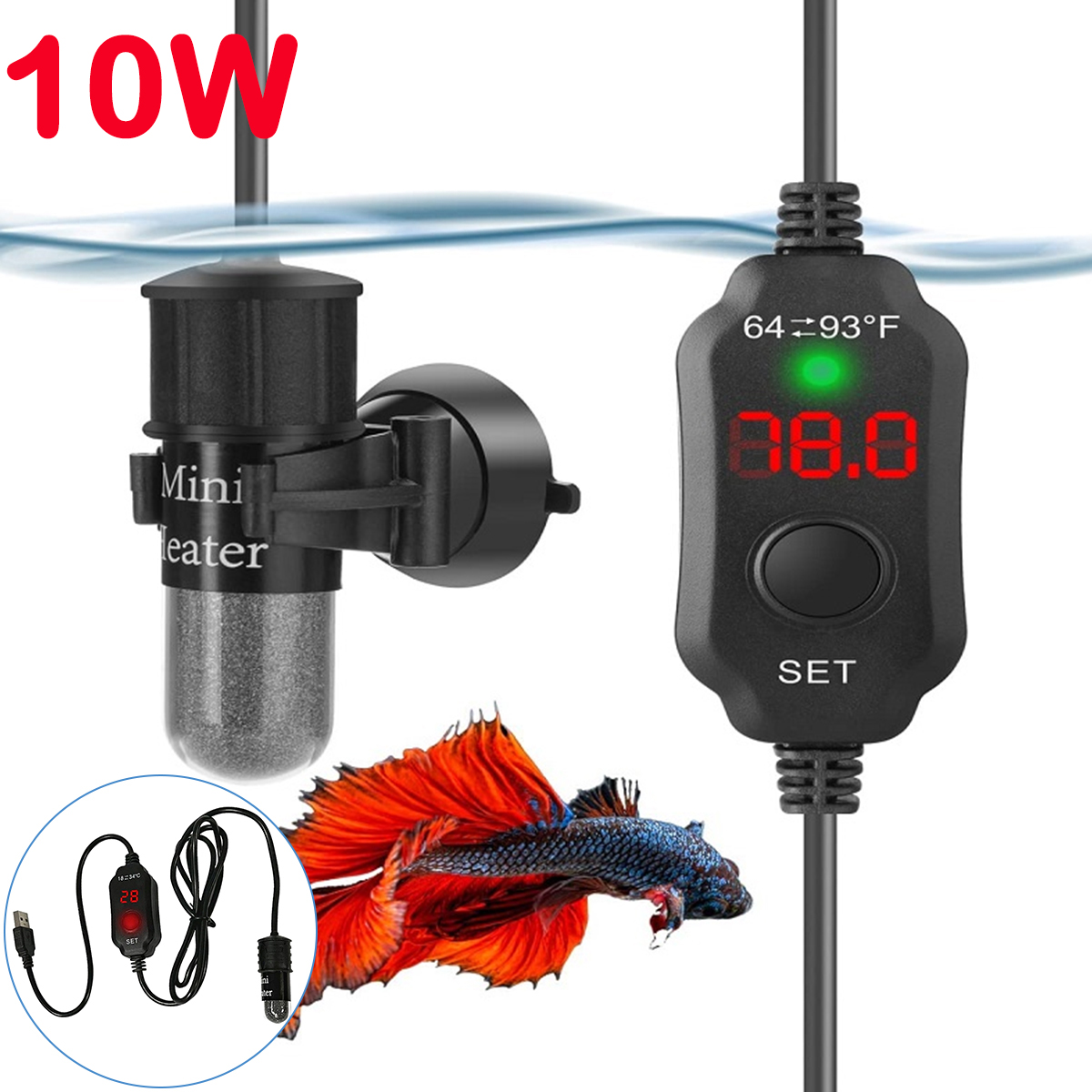 10W Adjustable Aquarium Heater - Fish Tank Heater review and price